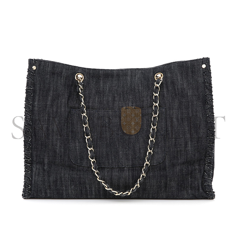 ch**el dark blue embroidered De*1m night flight tote bag (40*30cm)